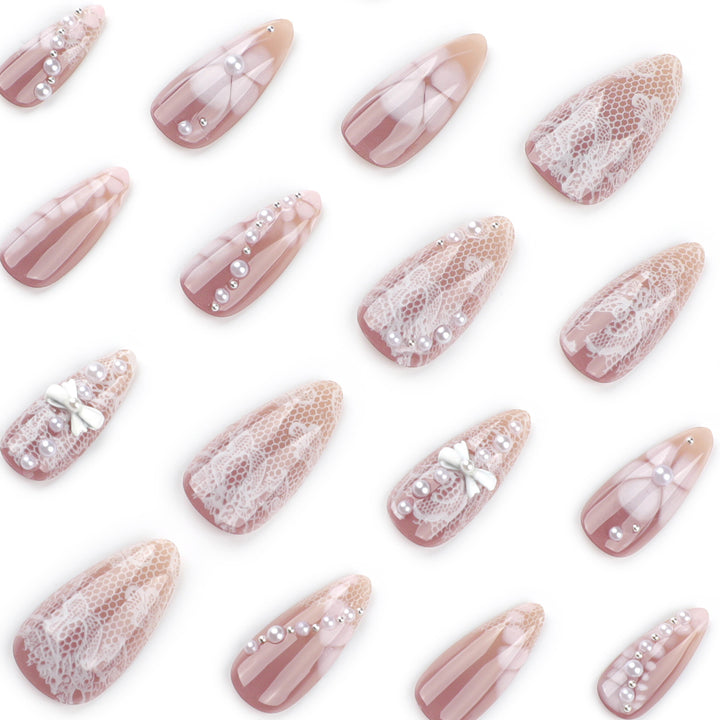 Artful Nail Extensions with Delicate Accents Bowlift