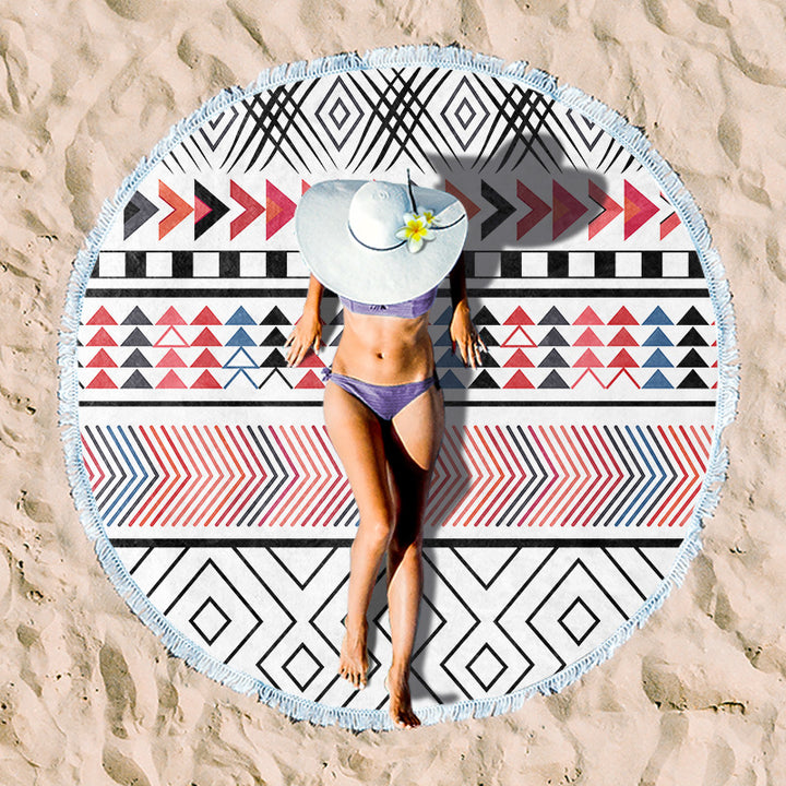 Round beach towel with colorful tropical motif Bowlift
