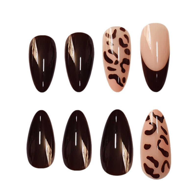 Elegant Stiletto Press-On Nails with Animal Print Design Bowlift