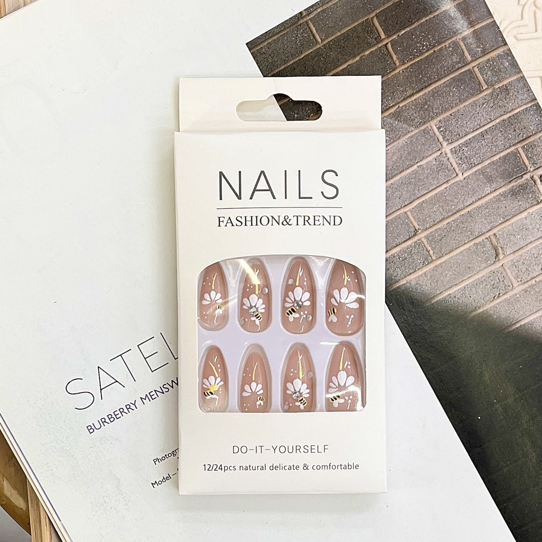 Artistic Floral Press-On Nail Tips Bowlift