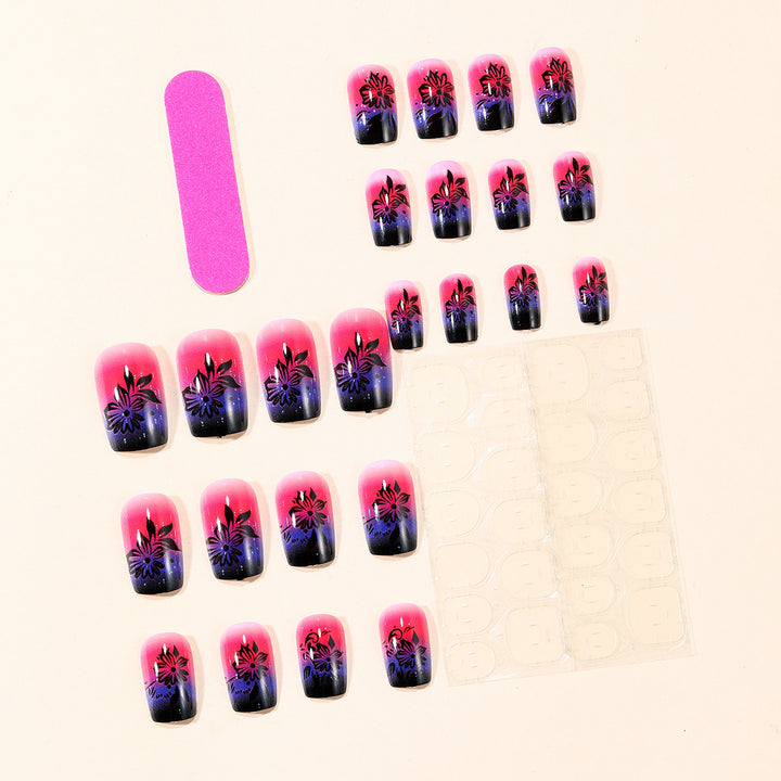 Floral Ombre Acrylic Nail Art Extensions Bowlift