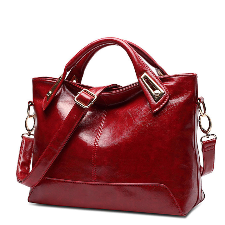 Structured Leather Handbag with Detachable Shoulder Strap