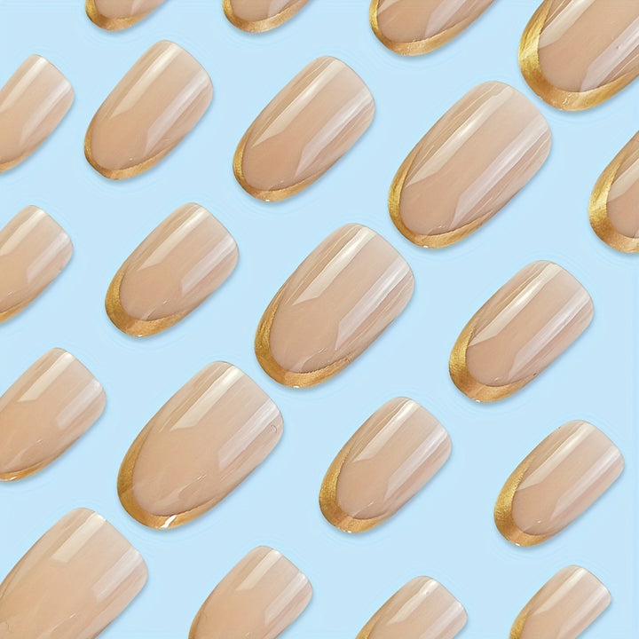 Artificial nails with elegant gold French tip Bowlift