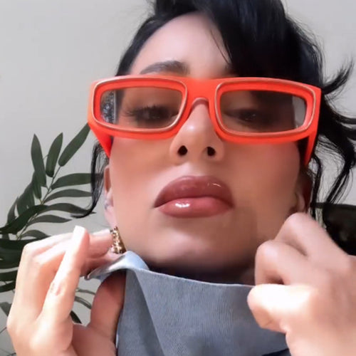 Ladies trendy rectangular sunglasses with elegant color play Bowlift