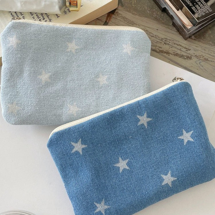 Soft star print canvas cosmetic pouch Bowlift