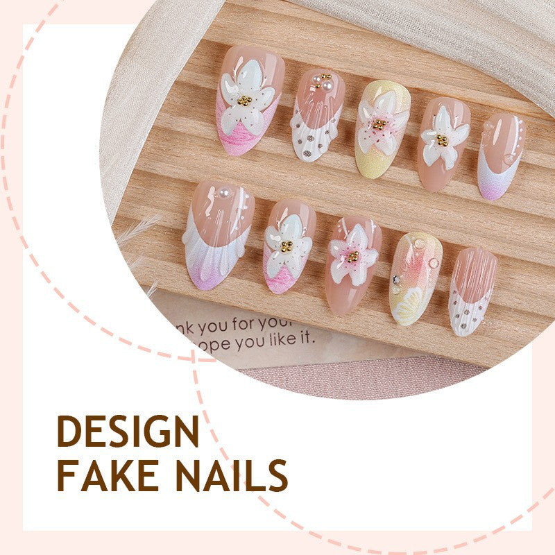 Nail art set with elegant floral design and glitter accents Bowlift