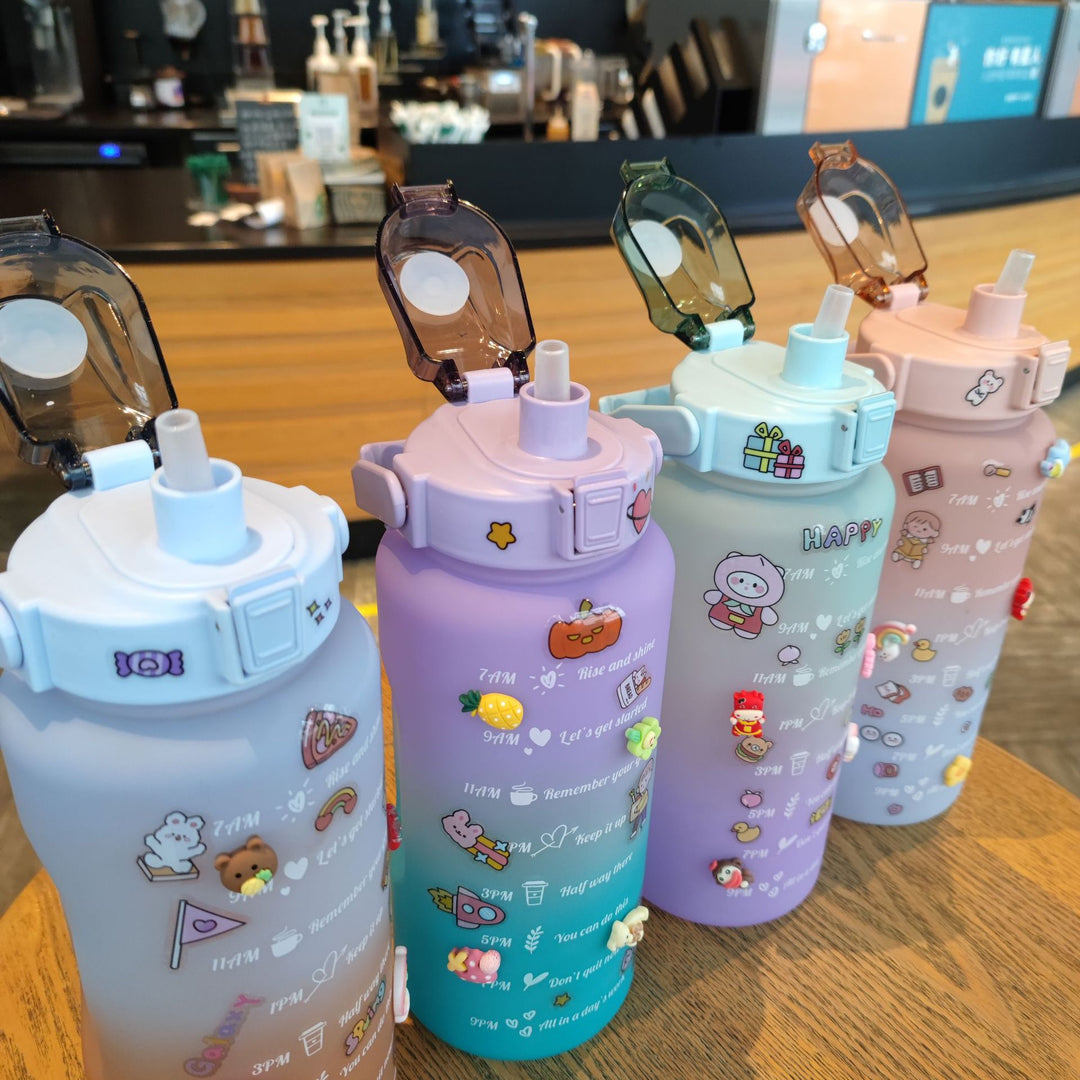 Women's Motivating Water Bottle with Interactive Sticker Set Bowlift