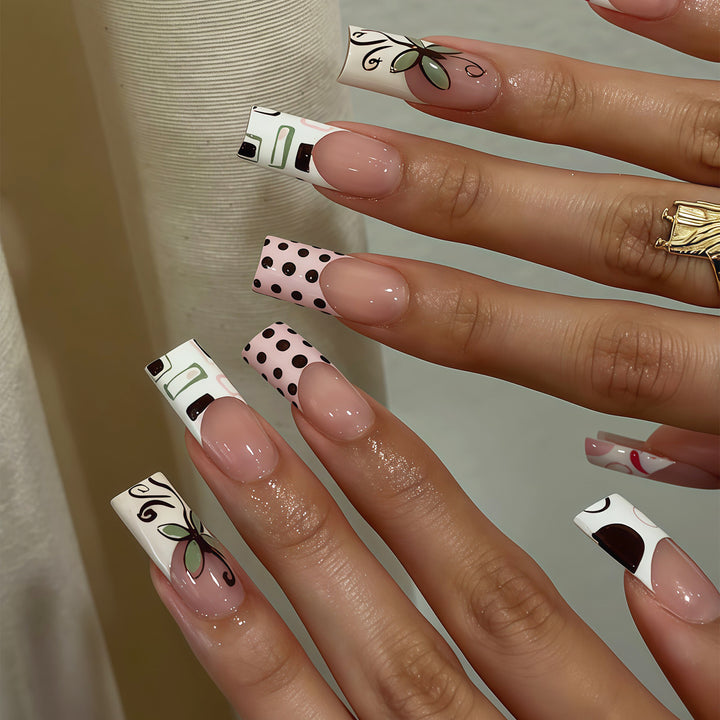 Decorative Long Press-On Nail Art Tips Bowlift