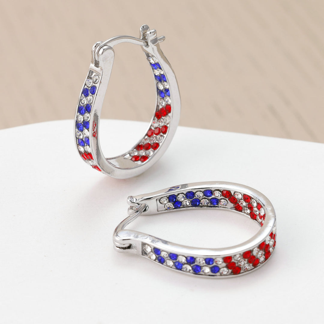 Ladies nano curved clip-on earrings with dense rhinestone embellishment and polished metal alloy Bowlift