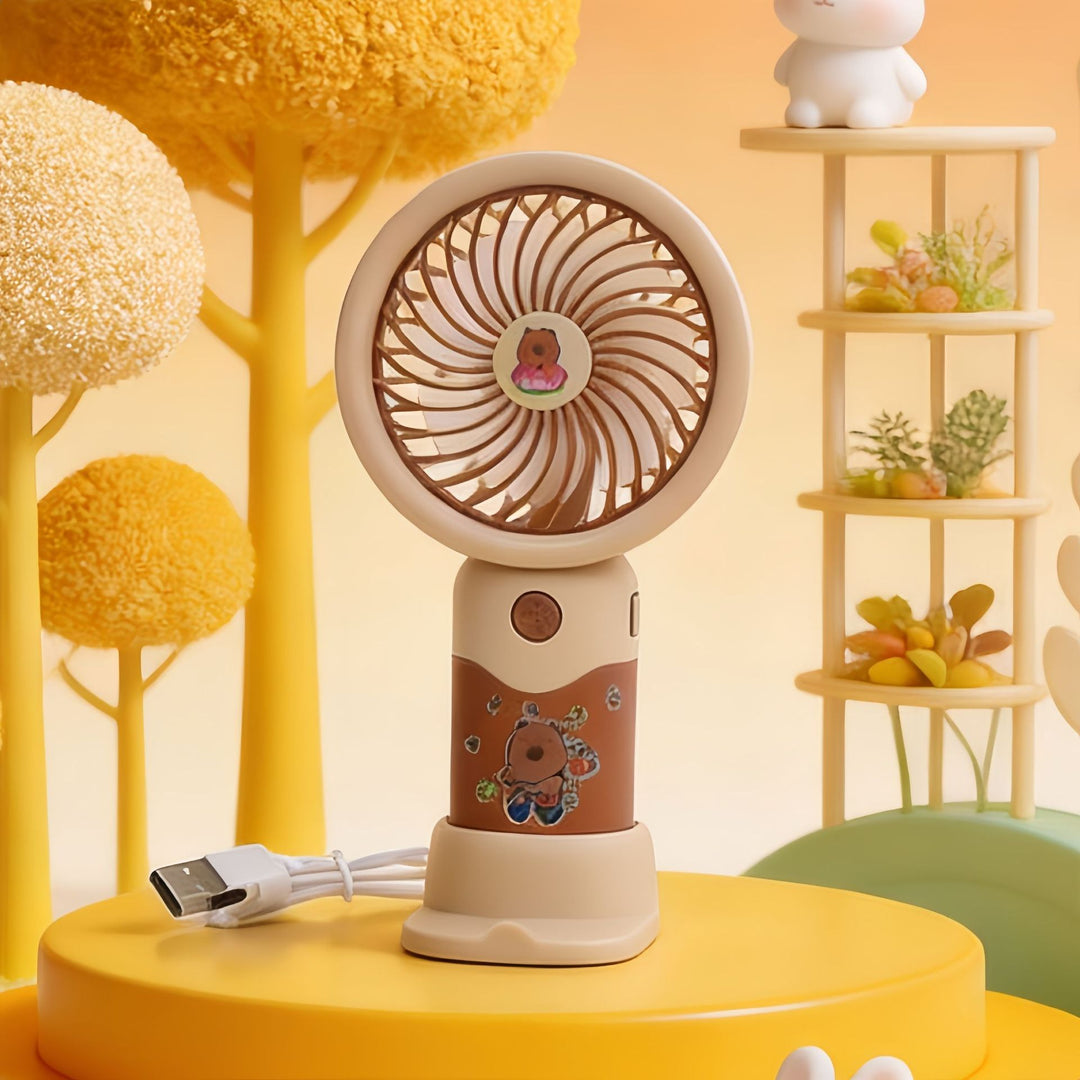 Ladies Portable Hand Fan with Cute Character Design Bowlift