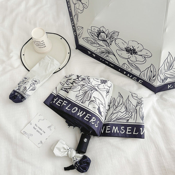 Women's Folding Umbrella with Creative Art Design Bowlift