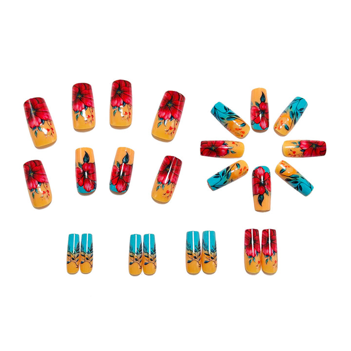 Artificial nails with floral summer design Bowlift