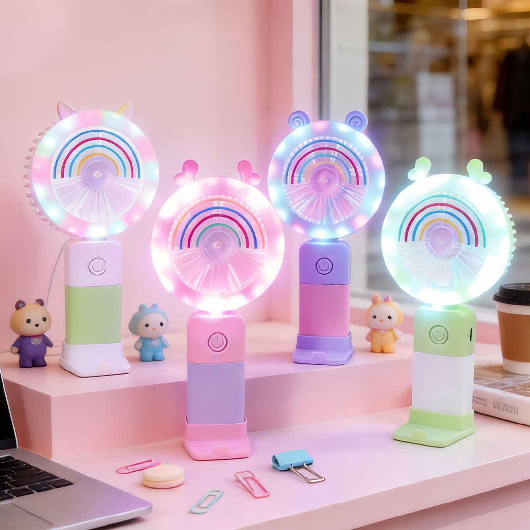 Women Portable Table Fan with Multifunctional LED Lights Bowlift