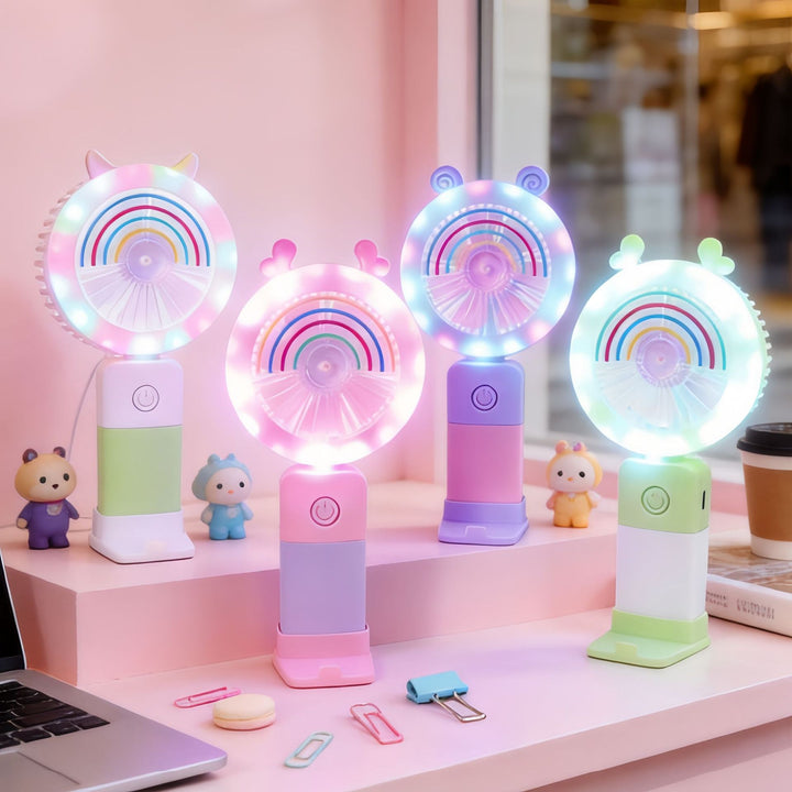 Women Portable Table Fan with Multifunctional LED Lights Bowlift