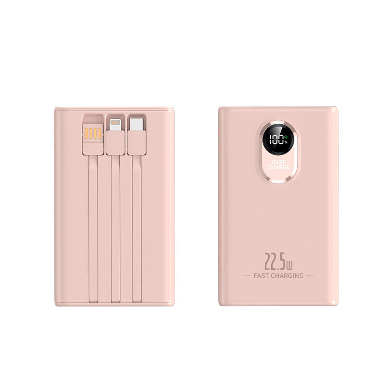 Portable power bank with integrated multi-charging cable and digital display Bowlift