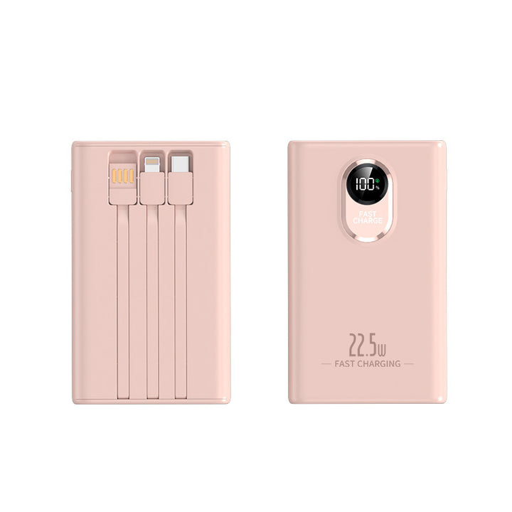 Portable power bank with integrated multi-charging cable and digital display Bowlift