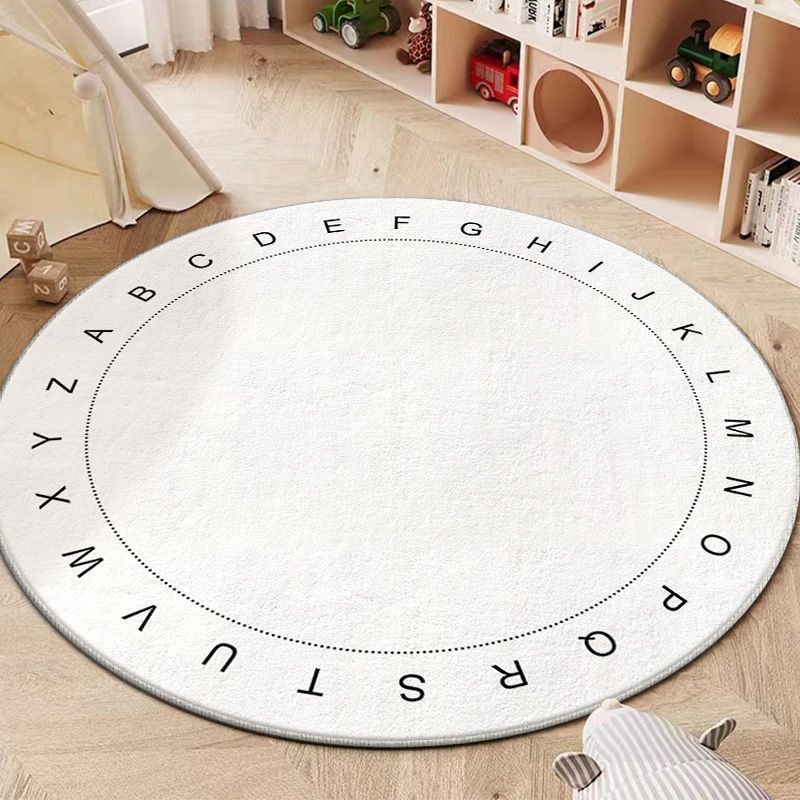 Round Alphabet Playroom Rug Soft Non-Slip Educational Floor Mat Bowlift