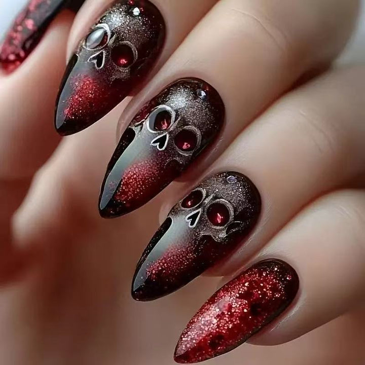 Acrylic nail set with spooky skull design Bowlift