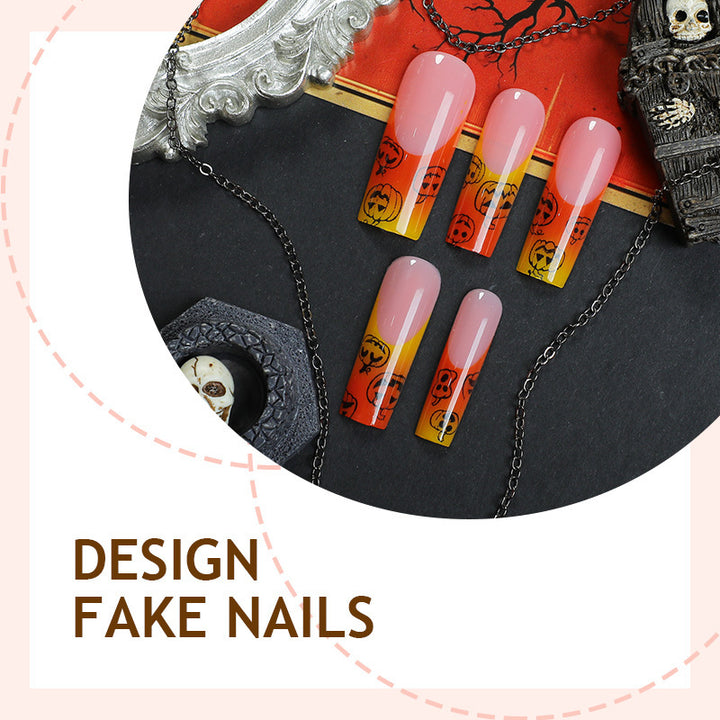 Artificial nail set with Halloween motif and glitter Bowlift