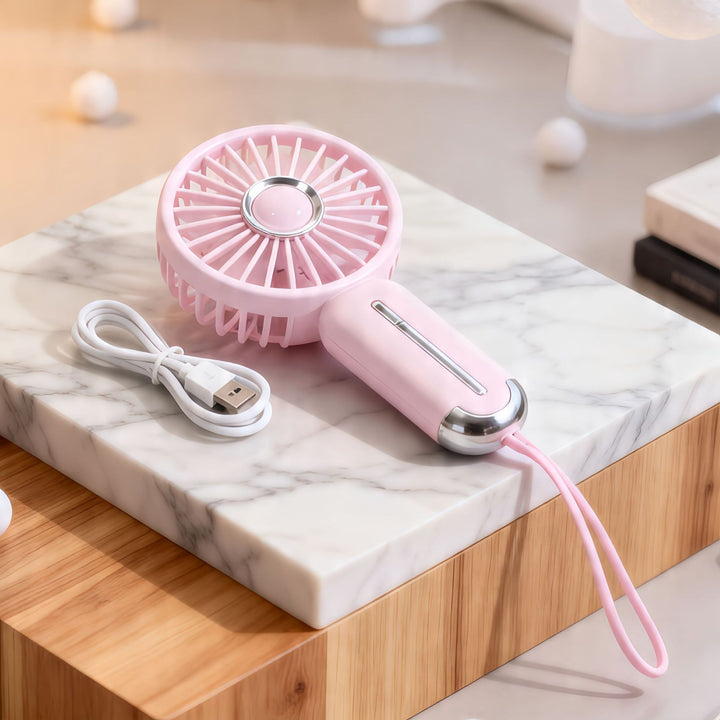 Women Portable Mini Hand Fan with USB Charging Function and Ergonomic Handle Bowlift