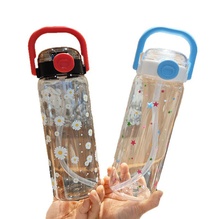 Women’s water bottle with leak-proof lid and integrated straw Bowlift