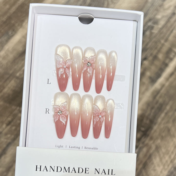 Floral Art Stiletto Press-On Nail Set Bowlift