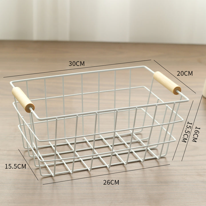 Unisex Wire Storage Basket with Ergonomic Wooden Handles Bowlift