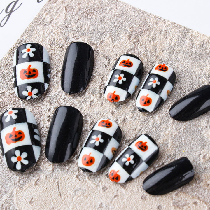 Festive Halloween-Themed Press-On Nail Art Set Bowlift