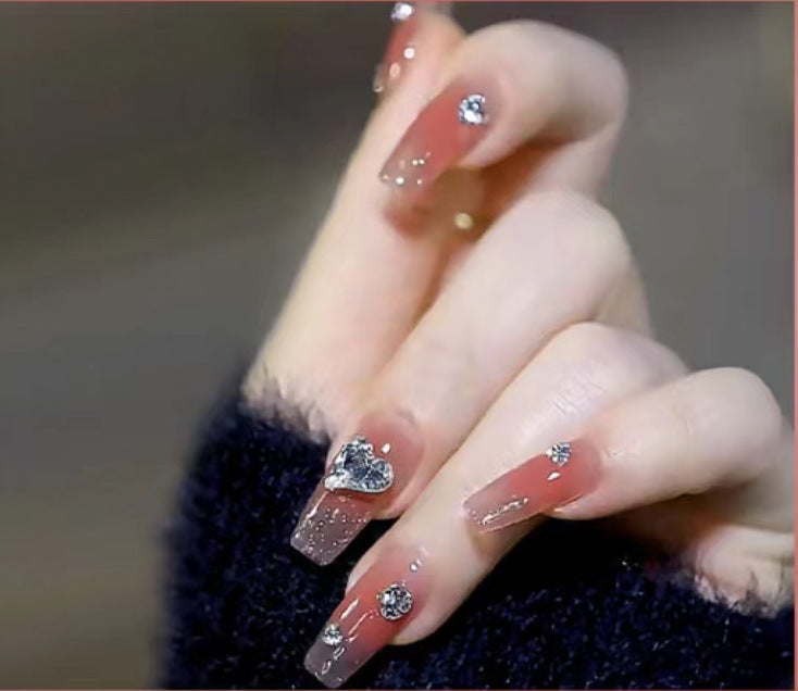 Elegant Nail Art with Glitter and Rhinestones Bowlift