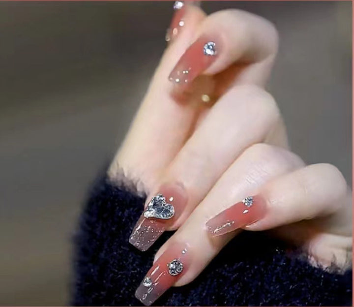 Elegant Nail Art with Glitter and Rhinestones Bowlift