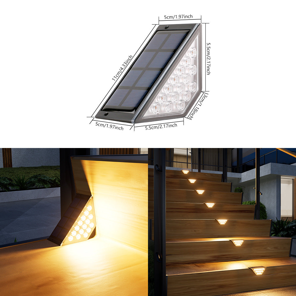 Triangular Solar LED Corner Step Light With High-Efficiency Photovoltaic Panel And Waterproof Housing Bowlift
