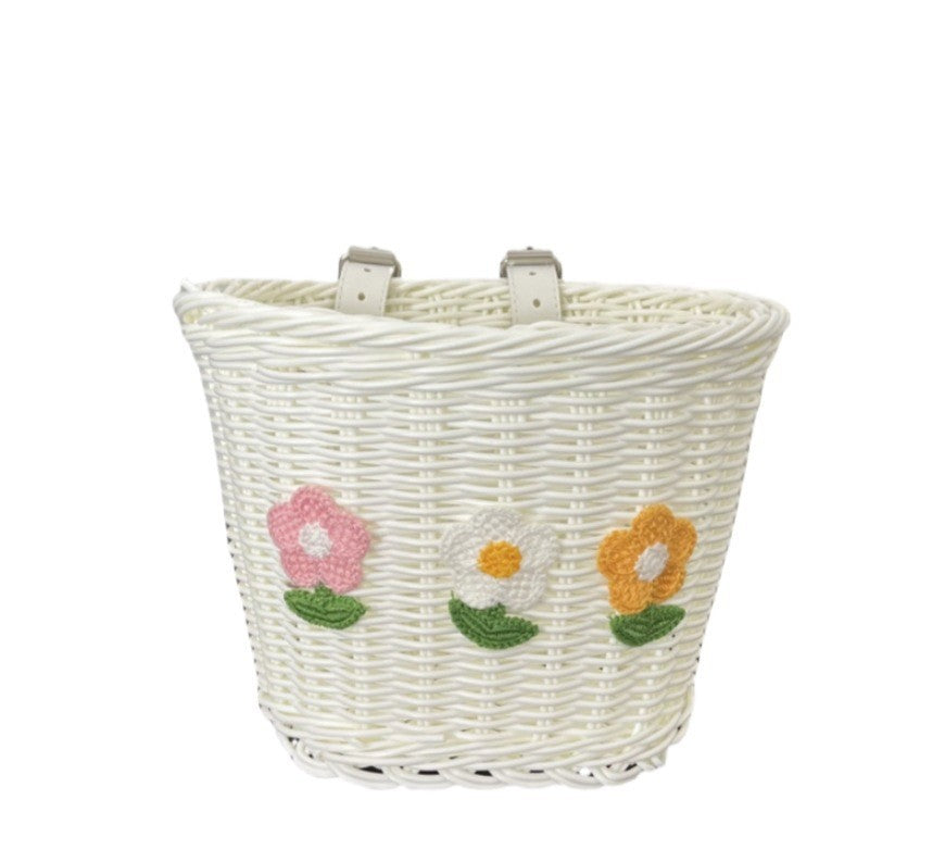 Floral Embroidered Woven Storage Basket Bowlift