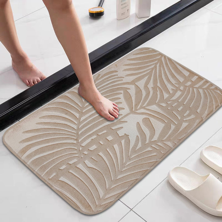 Tropical Leaf Design Memory Foam Bath Mat Bowlift