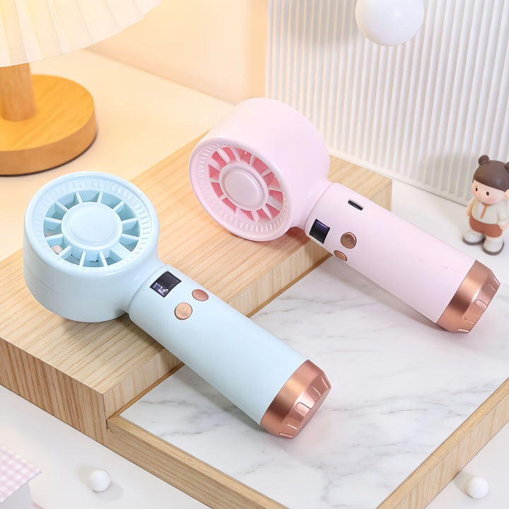Ladies Portable USB Mini Fan with Digital Temperature Display Bowlift