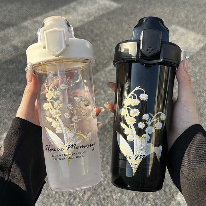Women's Insulated Drinking Bottle with Elegant Flower Design Bowlift