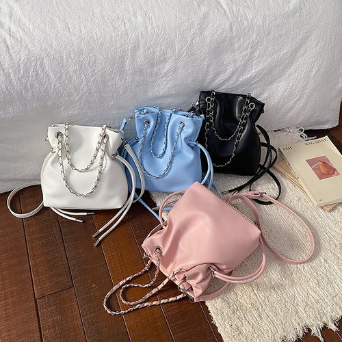 WoChic Slouchy Leather Bucket Bag Bowlift
