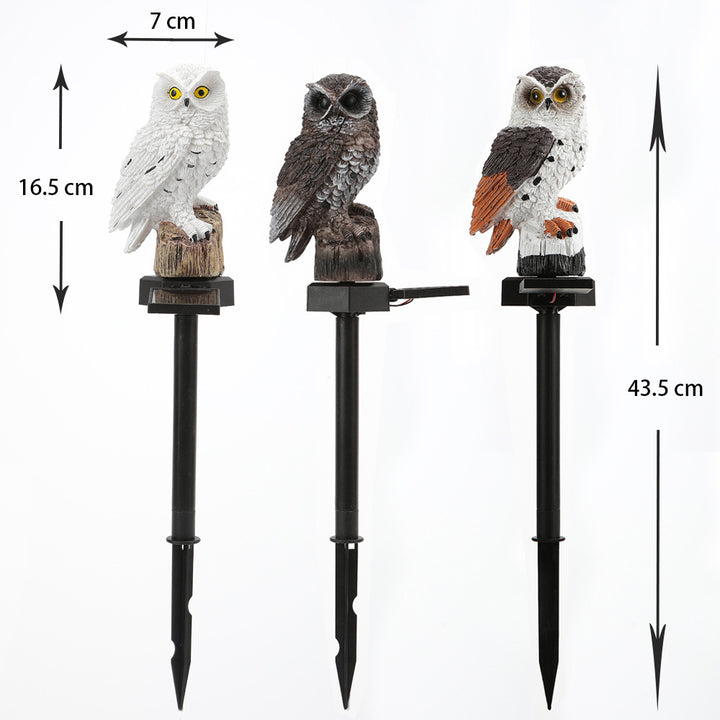 Realistic Owl Solar Garden Stake Light With LED Resin Sculpture Bowlift