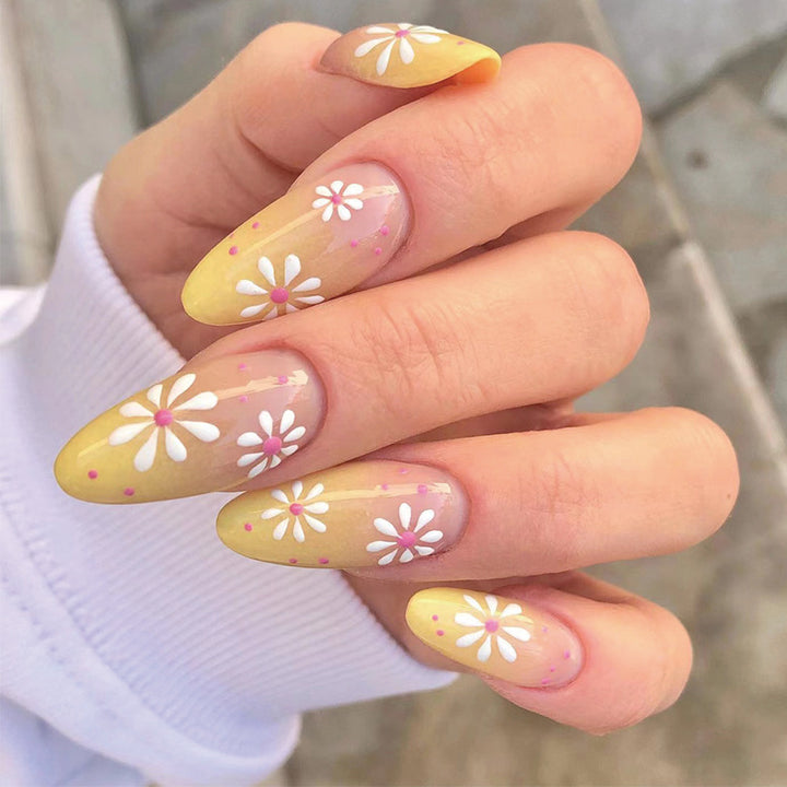 Artistic Press-On Nails with Floral Patterns Bowlift