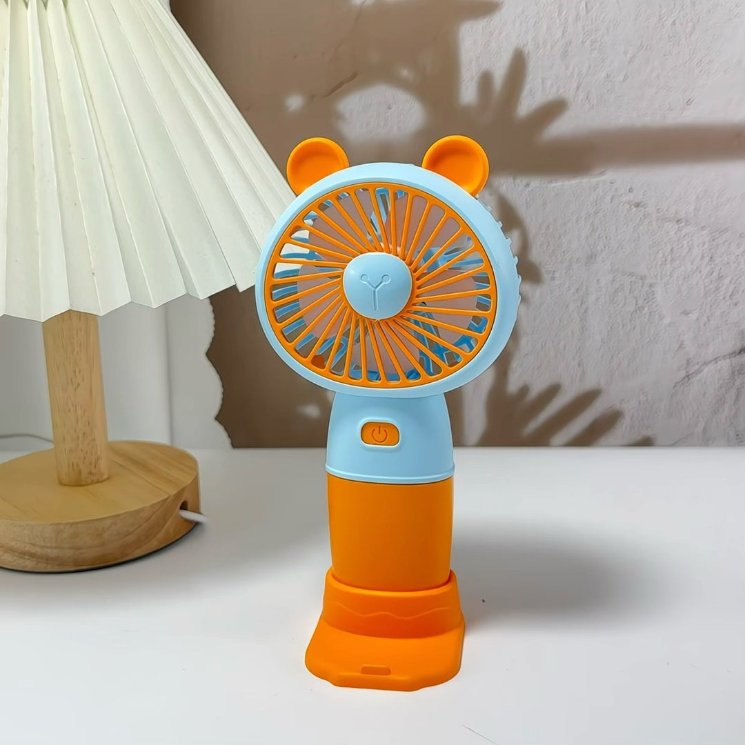 Ladies Portable Hand Fan with Animal Ears Bowlift