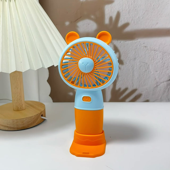 Ladies Portable Hand Fan with Animal Ears Bowlift