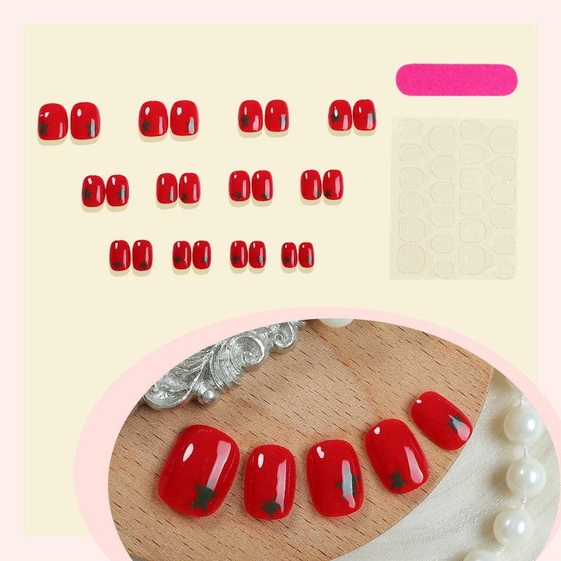 Artistic Press-On Nail Set with Star Designs Bowlift