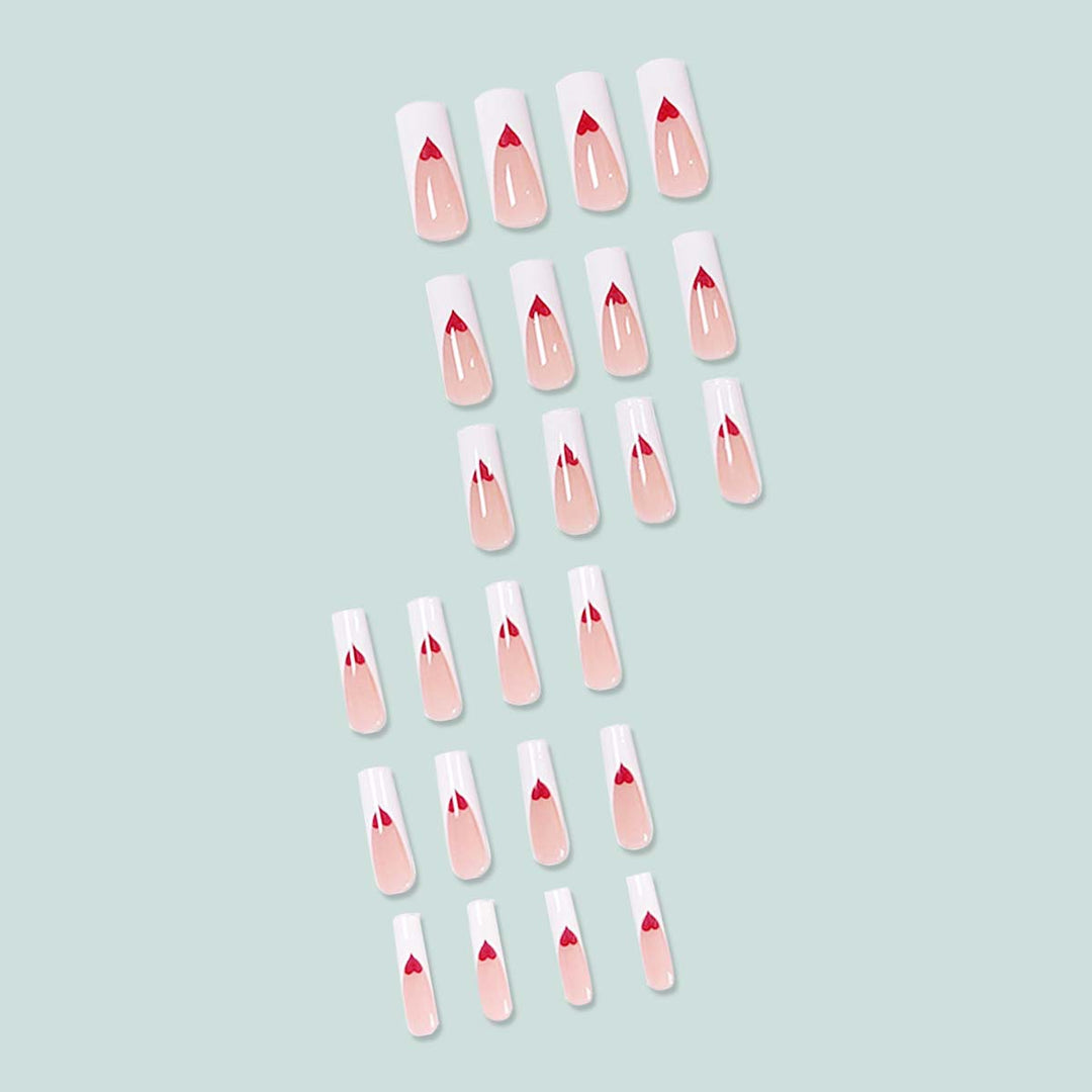 Artful nail extensions with heart design Bowlift