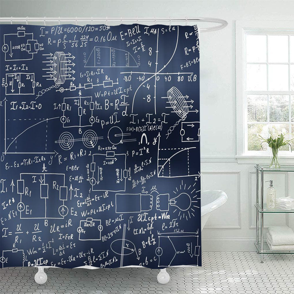 Shower Curtain with Scientific Equation Design Bowlift