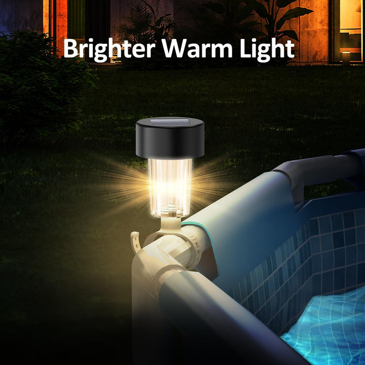 Solar-Powered LED Clip-On Above-Ground Pool Rim Lights With Waterproof Durable Mounting Bowlift