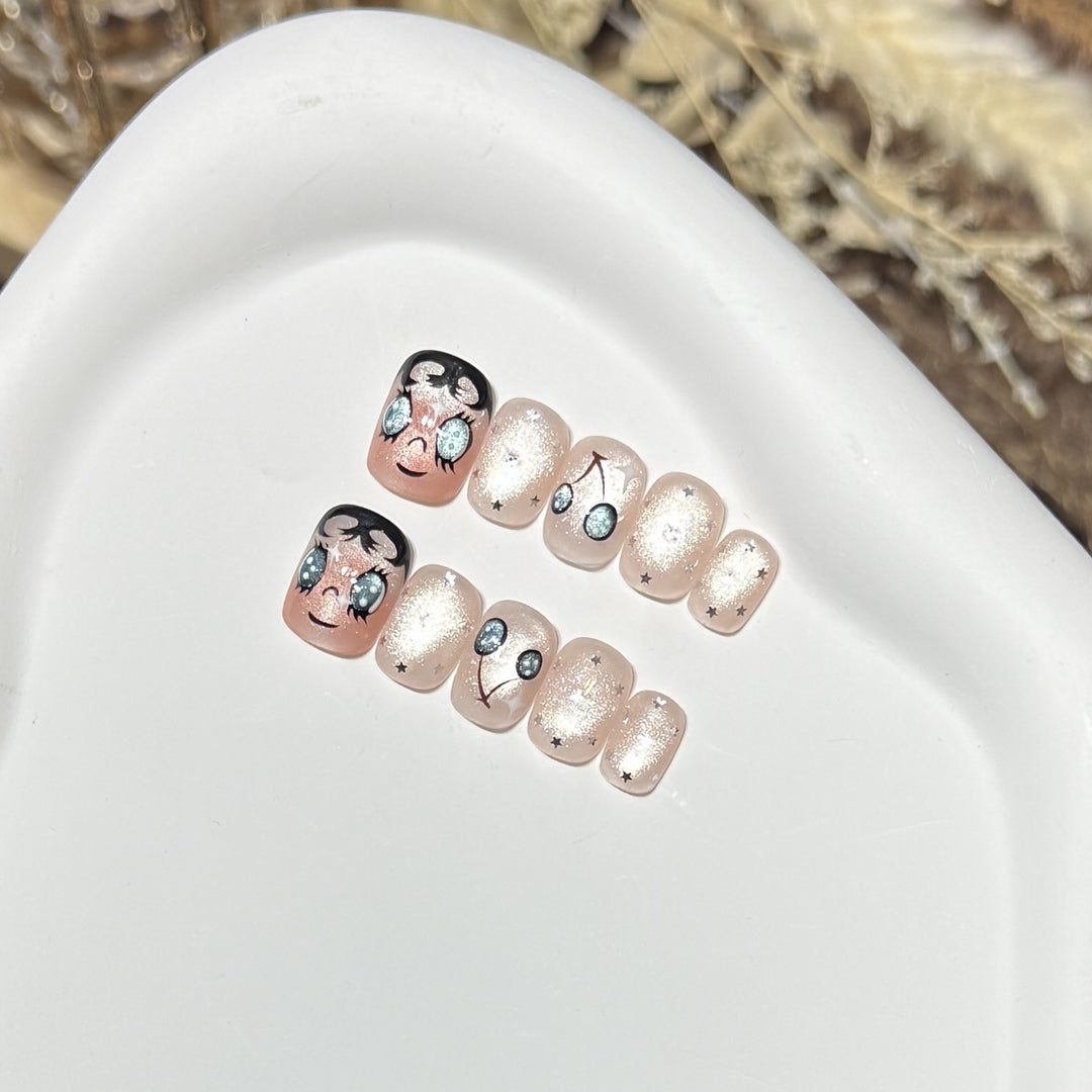 Playful Cherry-Themed Press-On Nail Set Bowlift