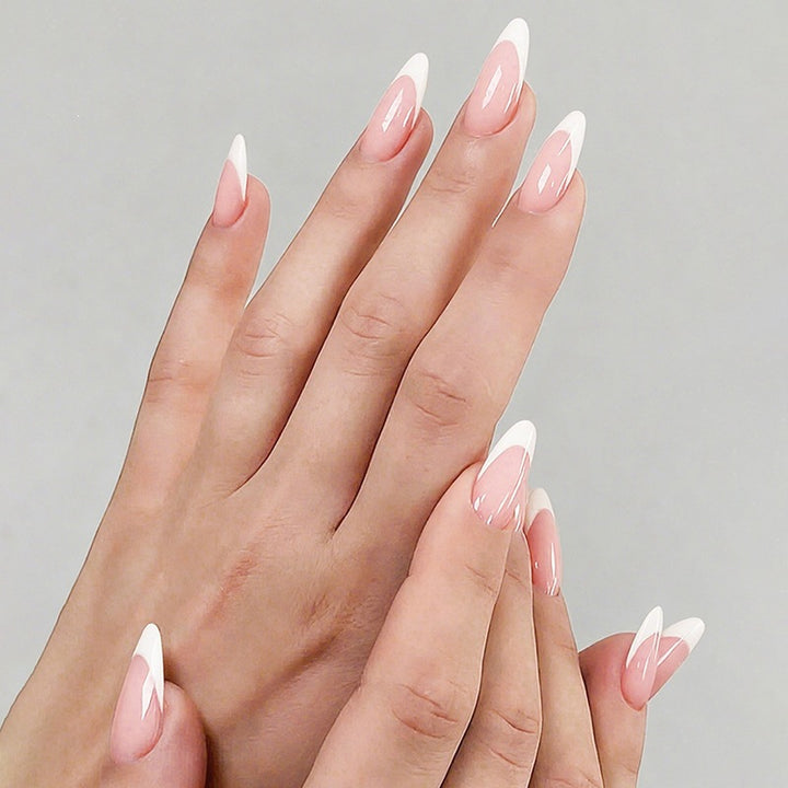 Acrylic nail set with luxurious color gradient and elegant lace accent Bowlift
