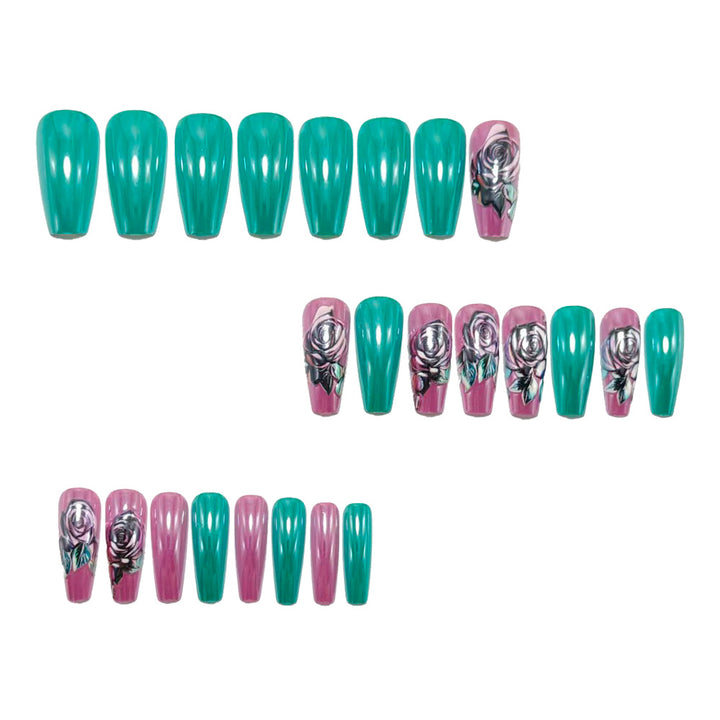 Artificial nails with elegant rose design Bowlift