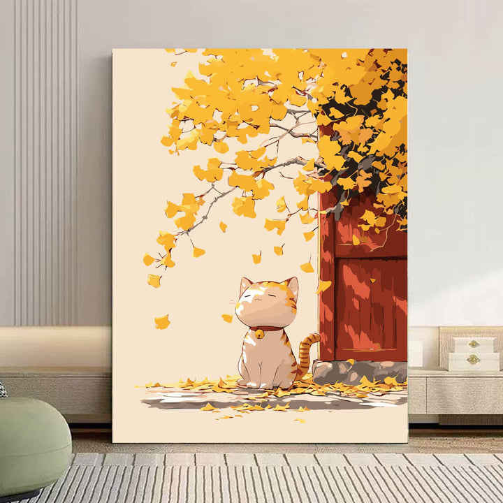 Cozy Cat and Floral-Themed Canvas Art Bowlift