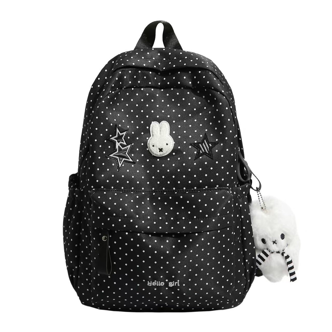 Trendy Polka Dot Canvas Backpack Bowlift