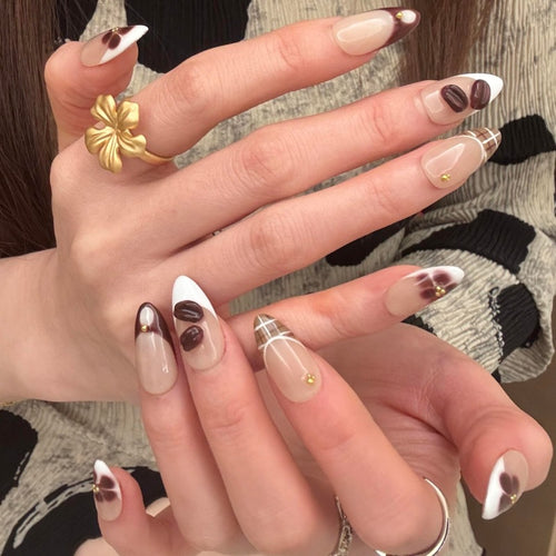 Elegant Floral Design Press-On Nail Art Set Bowlift
